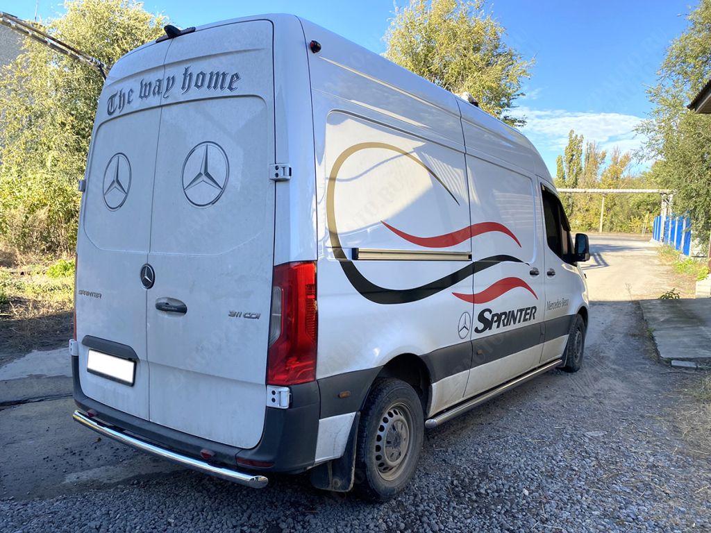 Пороги труба d-60 для автомобиля Mercedes Sprinter 2021-наст.вр.кузов 907 арт. MS21_2, 
Технотек