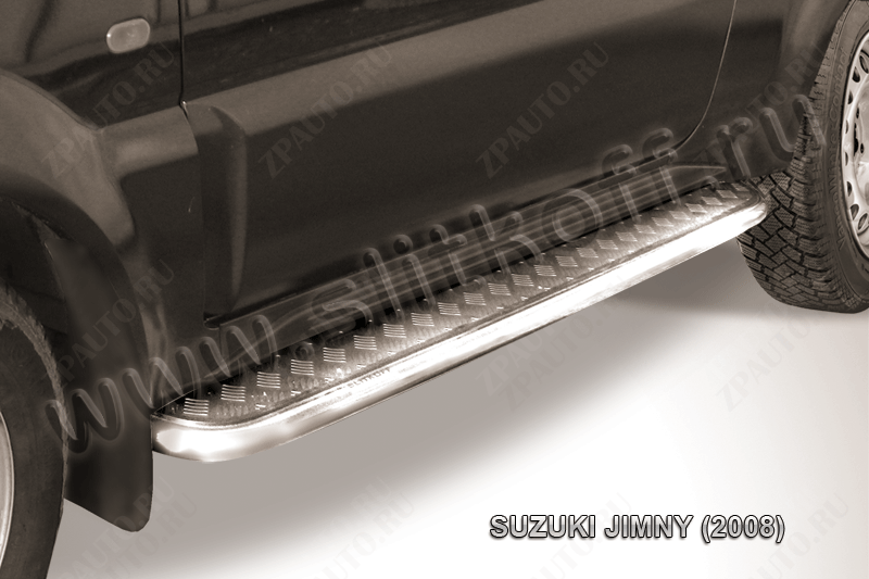 Защита порогов d57 с листом Suzuki Jimny (1998-2019) Black Edition, Slitkoff, арт. SJ007BE