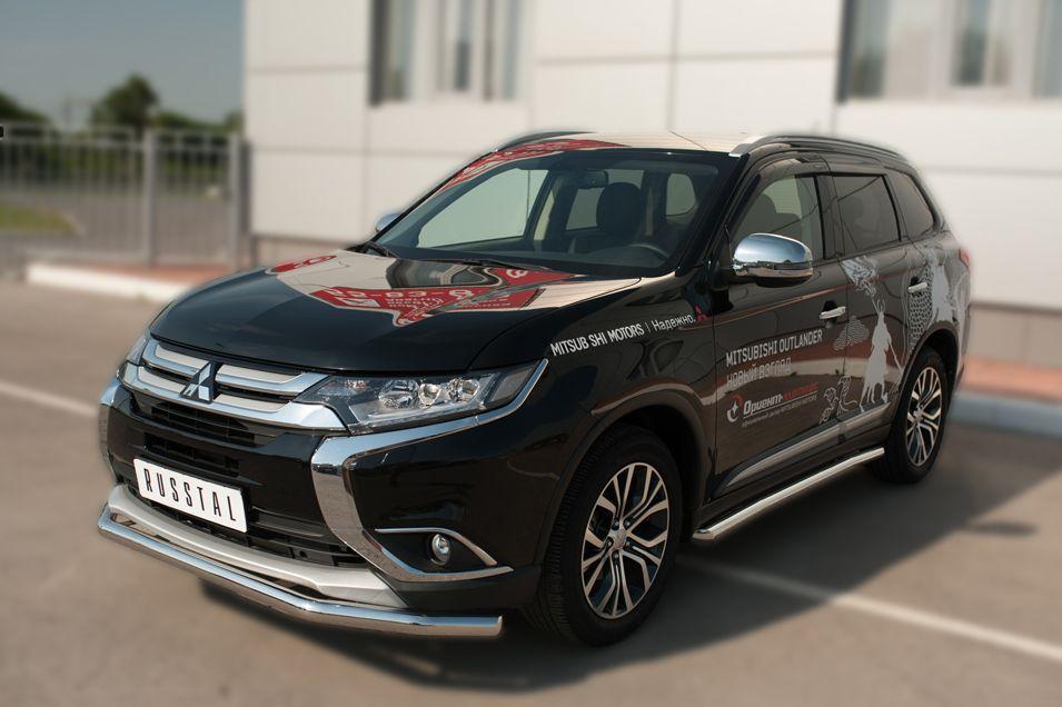 Пороги труба d57 вариант 1 для Mitsubishi Outlander 2015, Slitkoff MOT-0021121