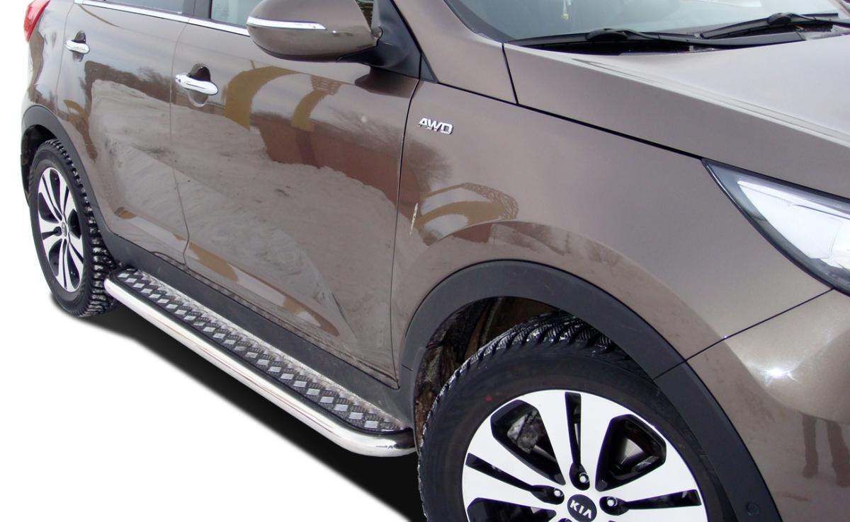 Пороги с накладным листом для автомобиля KIA Sportage 2010. KSP.10.41, Россия