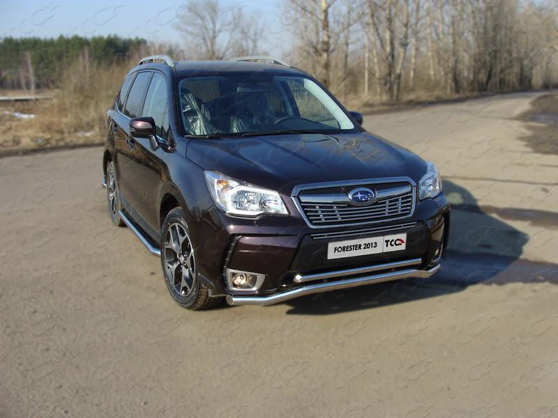 Решетка радиатора верхняя 12 мм для Subaru Forester 2013 (Субару Форестер 2013), ТСС SUBFOR13-12, TCC Тюнинг