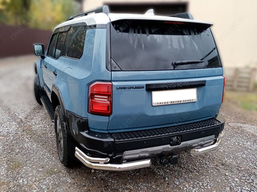 Защита заднего  бампера  "уголки" d-76+43 для автомобиля Toyota Land Cruiser Prado 250 2023-наст.вр ДИЗЕЛЬ арт. LCPR250_3.1, 
Технотек