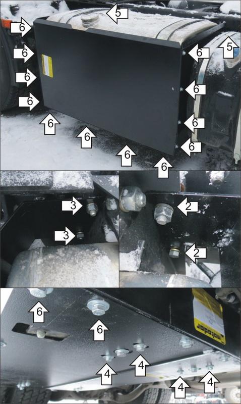 Защиты Грузовые Motodor (Топливный бак), 5 мм, Алюминий для КамАЗ 5490 2014- арт. 27704