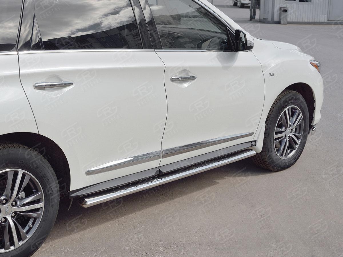 Пороги труба 120х60 овал с проступью для Infiniti QX60 2016, Slitkoff IQXO-002680