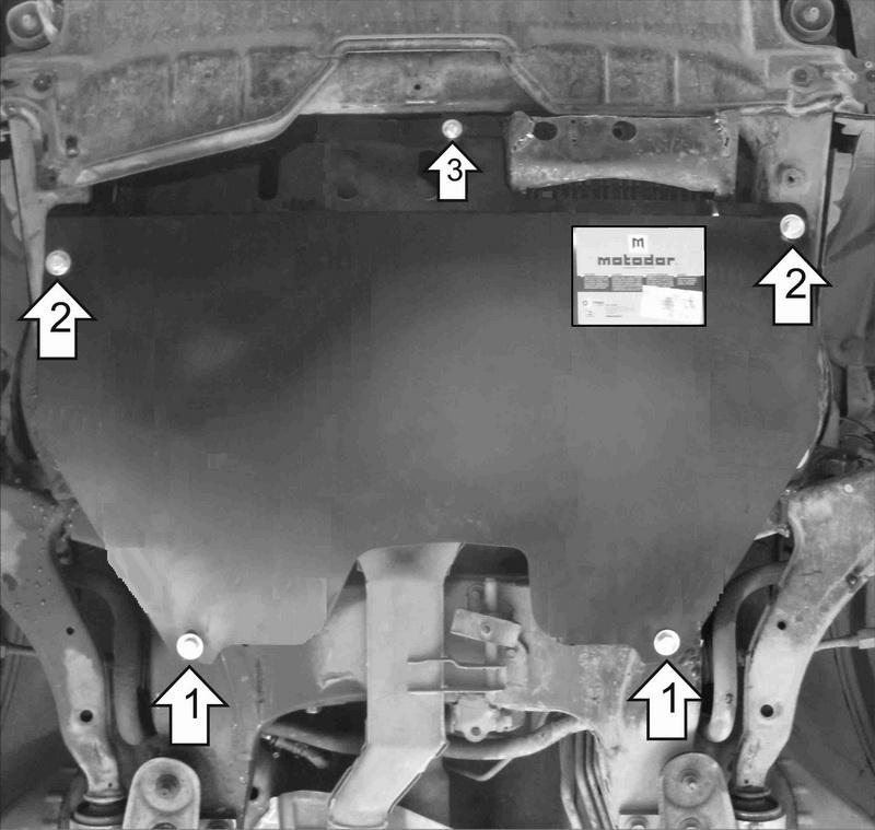 Защита стальная Мотодор (Двигатель, Коробка переключения передач), 2 мм, Сталь для Nissan Murano 2003-2007 арт. 01455