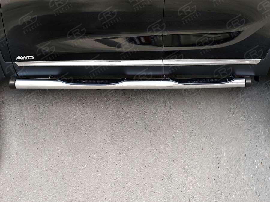 Пороги труба d76 с накладкой вариант 2 KIA Sorento Prime CRDI 2015, Slitkoff KSPT-0022102