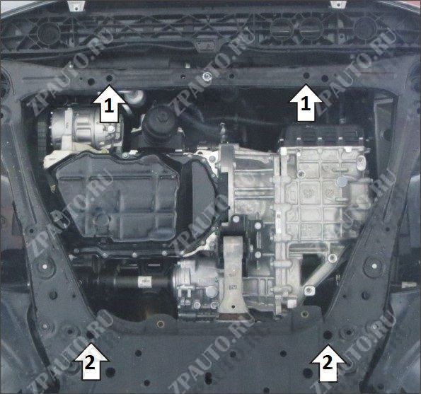 Защита стальная Мотодор (Двигатель, Коробка переключения передач), 2 мм, сталь для KIA Sportage 2022- арт. 71010