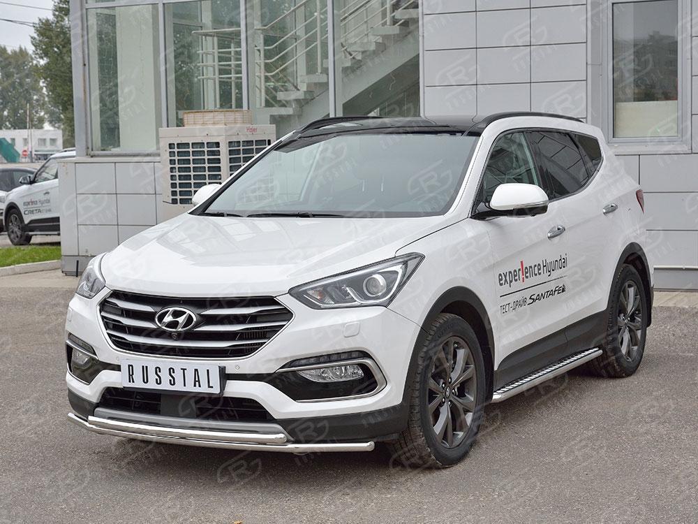 Защита переднего бампера d42/42 для Hyundai Santa Fe 2015, Slitkoff HSFPZ-002441