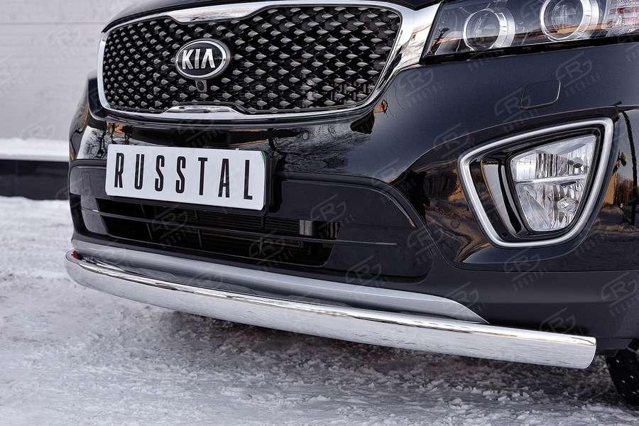 Защита переднего бампера d75х42 KIA Sorento Prime CRDI 2015, Slitkoff KSPZ-002209