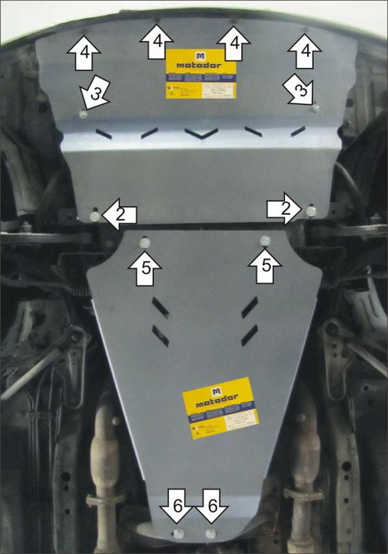 Защита стальная Мотодор (Двигатель, Коробка переключения передач), 2 мм, Сталь для Nissan Skyline 2001-2004 арт. 01451
