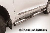 Защита порогов d76 с проступями Toyota Land Cruiser 200 (2012-2015) Black Edition, Slitkoff, арт. TLC2-12-013BE