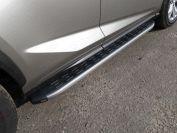Пороги алюминиевые с пластиковой накладкой (карбон серебро) 1720 мм для автомобиля Lexus NX 200t 2015-2017 (кроме F-Sport), TCC Тюнинг LEXNX20015T-20SL