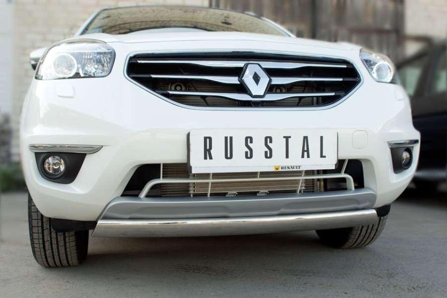 Защита переднего бампера d75x42 овал для Renault Koleos 2012, Руссталь RKZ-000582