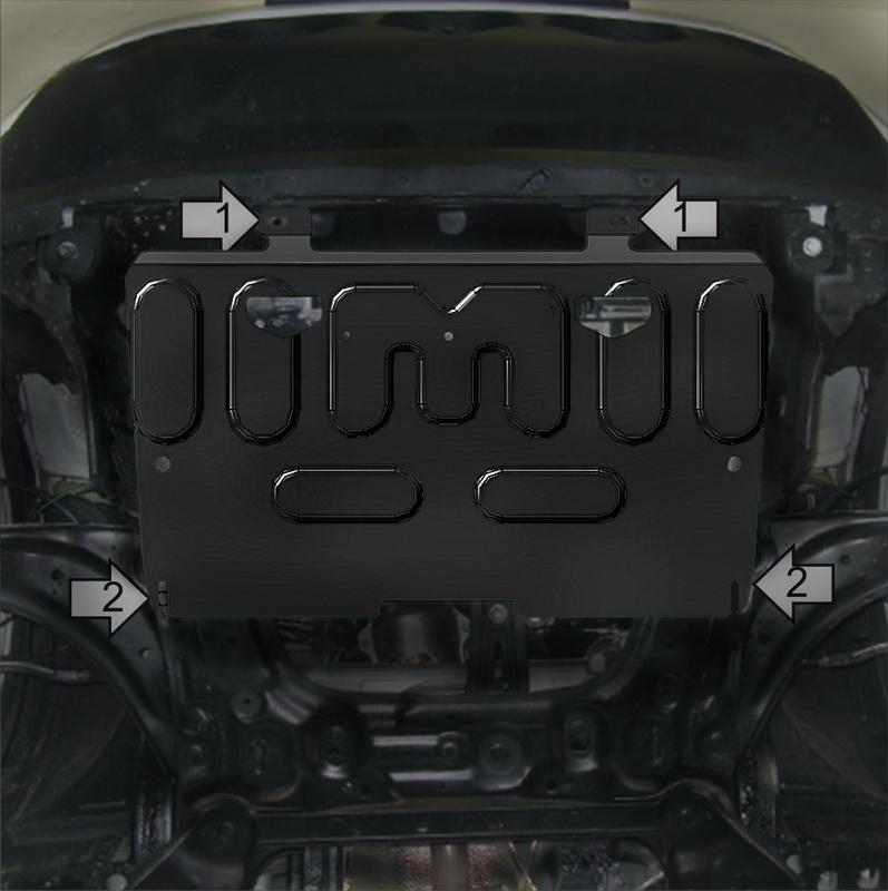 Защита стальная Мотодор (Двигатель, Коробка переключения передач), 2 мм, Сталь для Nissan Juke 2013- арт. 71409