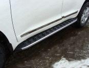 Пороги алюминиевые с пластиковой накладкой (карбон серые)    1720 мм для автомобиля Toyota Land Cruiser 200 2015- (кроме EXECUTIVE), TCC Тюнинг TOYLC20015-13GR
