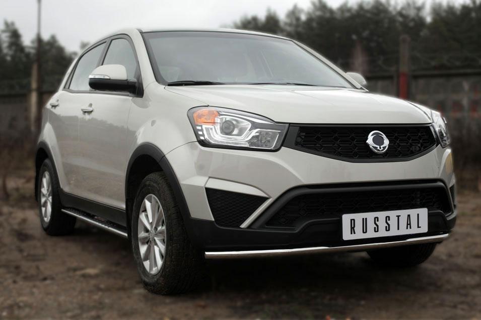 Защита переднего бампера d42 для Ssang Yong Actyon 2014, Slitkoff SYAZ-001973