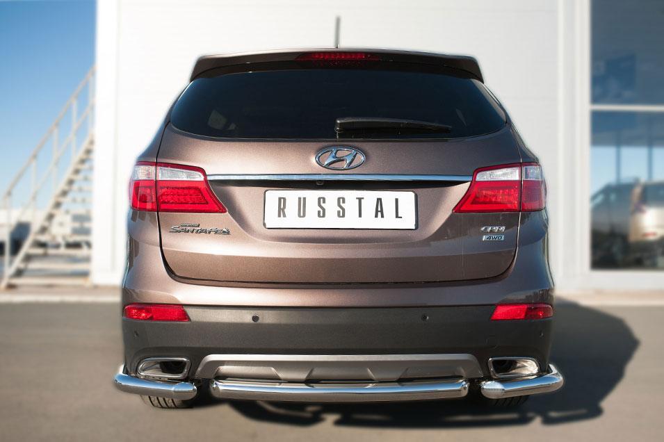 Защита заднего бампера уголки d57 для Hyundai Santa Fe Grand 2013, Slitkoff HSFZ-002014