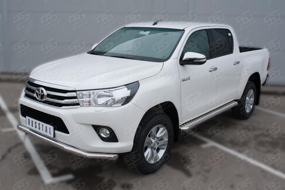 TOYOTA HILUX 2020- Пороги труба  d42 с листом (вариант 1) THL-0034981