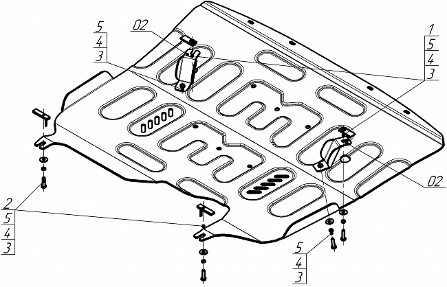 Защита алюминиевая Мотодор (Двигатель, Электроусилитель руля, Передний электромотор, Радиатор), 4 мм,  Li L6  2024- арт. 349901