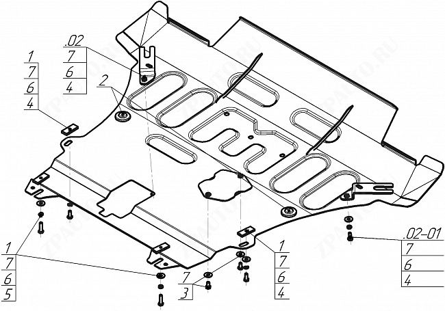 Защита стальная Мотодор (Двигатель, Коробка переключения передач, Передний Бампер), 2 мм, сталь для Renault Duster 2015-2020 арт. 71701