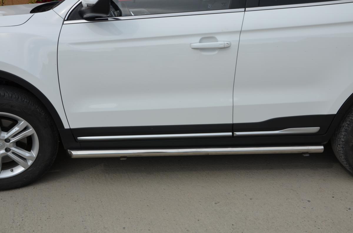 Защита  штатного порога для автомобиля Geely Atlas 2018 арт. GA.18.32