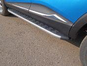 Пороги алюминиевые с пластиковой накладкой (карбон серебро) 1720 мм для автомобиля Renault Kaptur 2016-, TCC Тюнинг RENKAP16-24SL