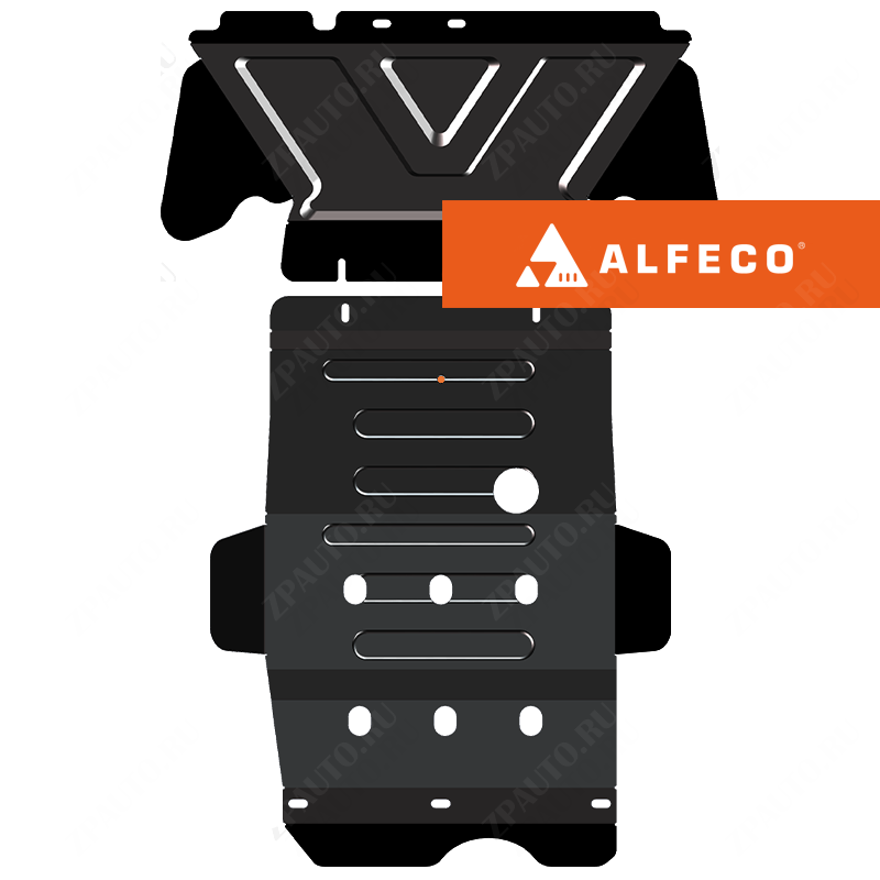 Защита  картера и КПП усиленная (2 части) Lada Niva 2121 2002-2006 V-1,7 , ALFeco, сталь 2мм, арт. ALF2816st