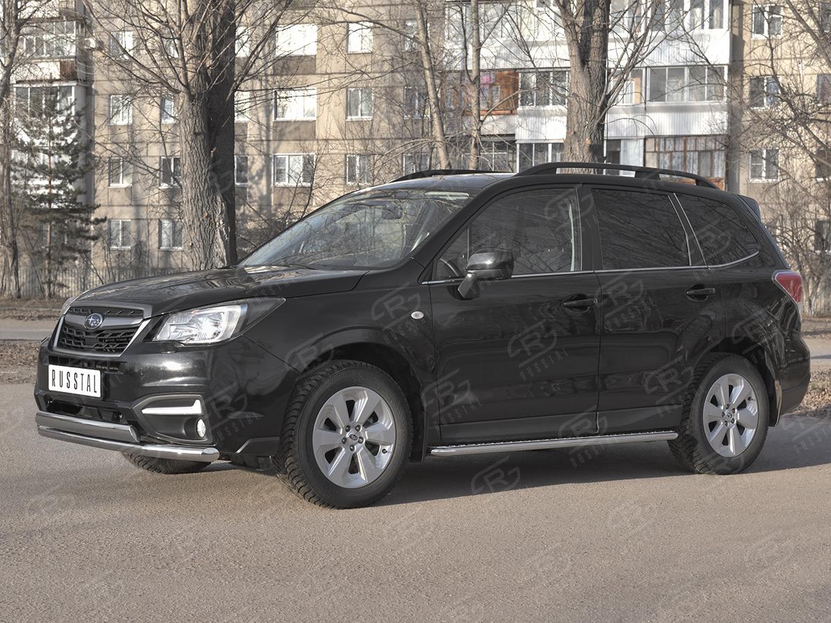 SUBARU-FORESTER(SJ)-2016-2018-Защита-переднего-бампера-d57-секции-d75х42-дуга-SUFZ-003342, Slitkoff