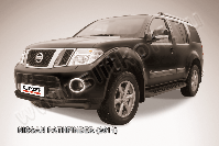 Защита переднего бампера d76+d57 двойная черная Nissan Pathfinder (2010-2014) , Slitkoff, арт. NIP11-002B