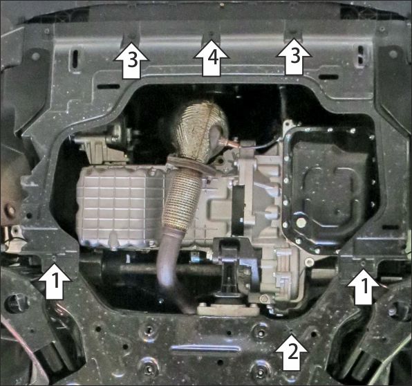 Защита стальная Мотодор (Двигатель, Коробка переключения передач), 2 мм,  DFSK 500  2024- арт. 78608