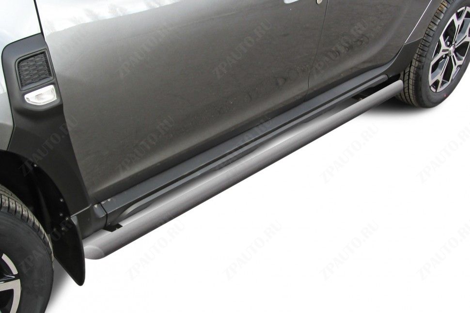 Защита порогов d57 труба серебристая Renault Duster (2020-2023) , Slitkoff, арт. RD21004S