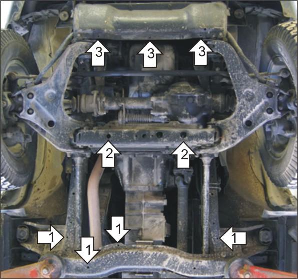 Защита стальная Мотодор (Двигатель, Коробка переключения передач), 3 мм, Сталь для Mitsubishi L 200 2004-2006 арт. 11317