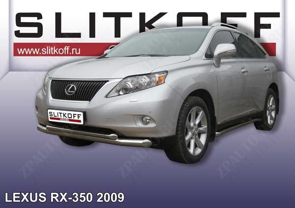Защита переднего бампера d76+d57 двойная черная Lexus RX-350 (2008-2012) , Slitkoff, арт. LRX35005B