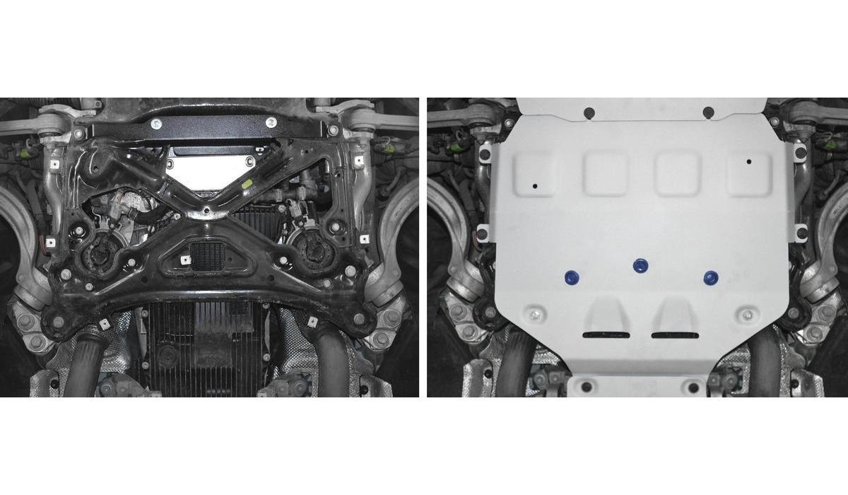 Защита КПП Rival для Porsche Cayenne III 2017-н.в. (устанавл-ся совместно с 333.4612.1), штампованная, алюминий 4 мм, с крепежом, 333.4613.1