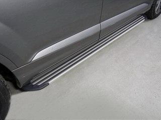 Пороги алюминиевые "Slim Line Silver" 2020 мм для автомобиля Audi Q7, TCC Тюнинг AUDIQ715-10S