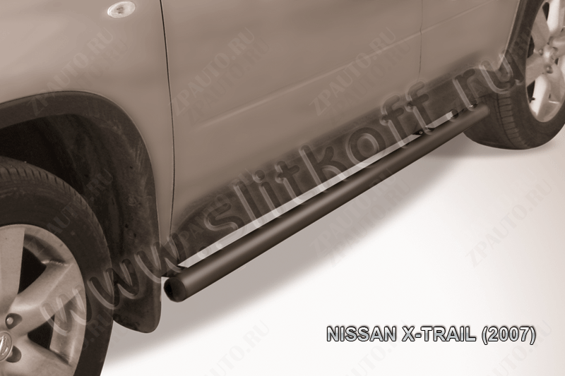 Защита порогов d57 труба черная Nissan X-Trail (2007-2011) , Slitkoff, арт. NXT008B