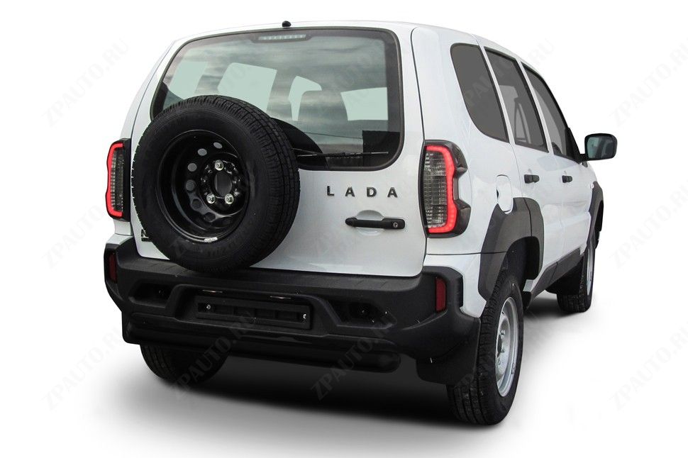 Защита заднего бампера d76 черная Lada Niva Travel (2020-2023) , Slitkoff, арт. NivTR010B