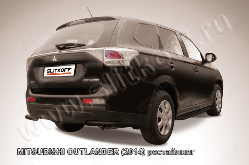 Уголки d57 черные Mitsubishi Outlander (2014-2015) , Slitkoff, арт. MOUT14-012B