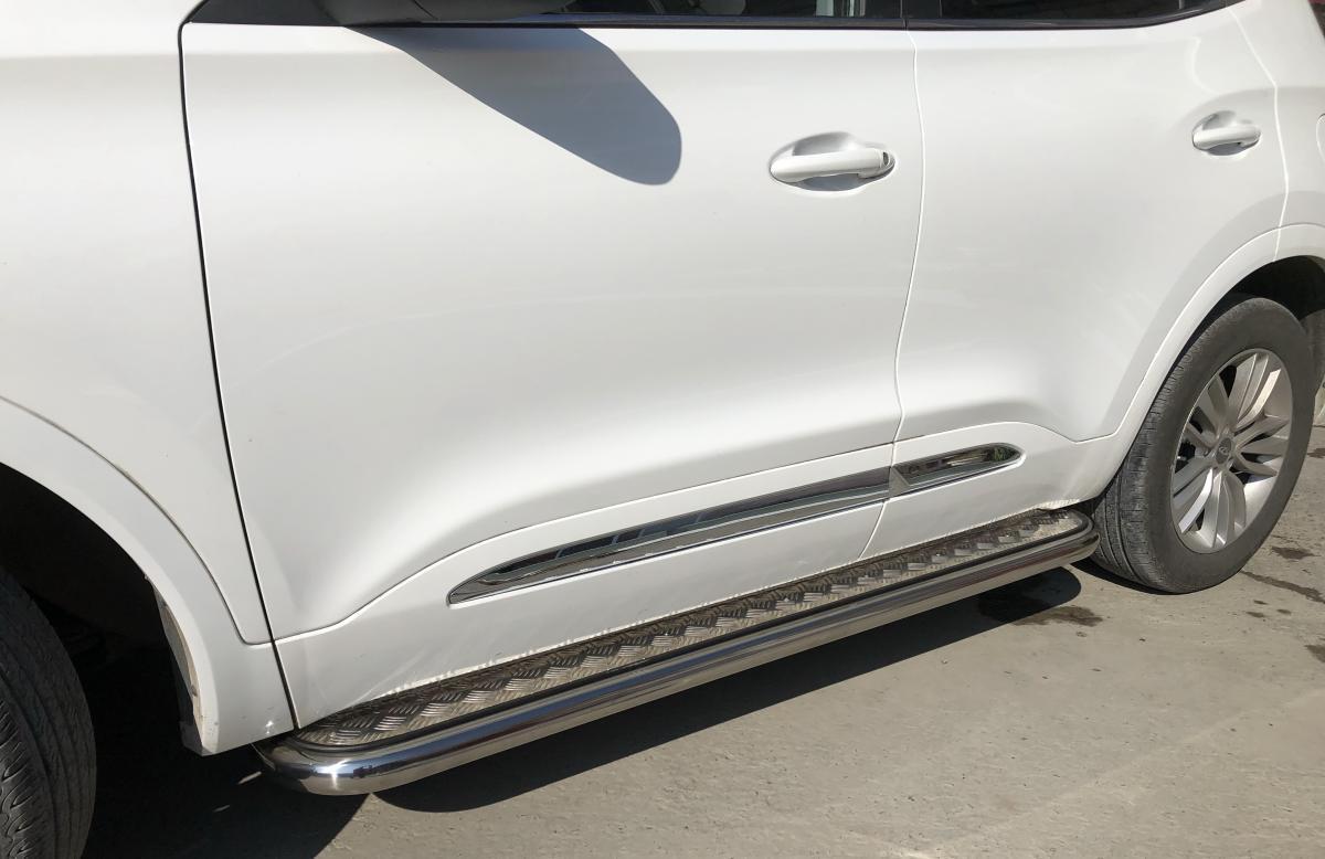 Пороги с накладным листом для автомобиля CHERY Tiggo 4 2019 арт. CHTG.19.41