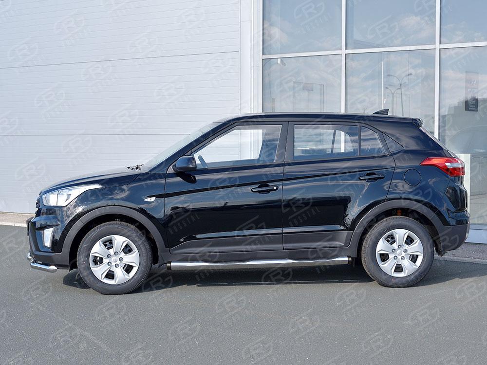 Пороги труба d76 с накладкой вариант 2 для Hyundai Creta 2016, Slitkoff HCRT-0024212