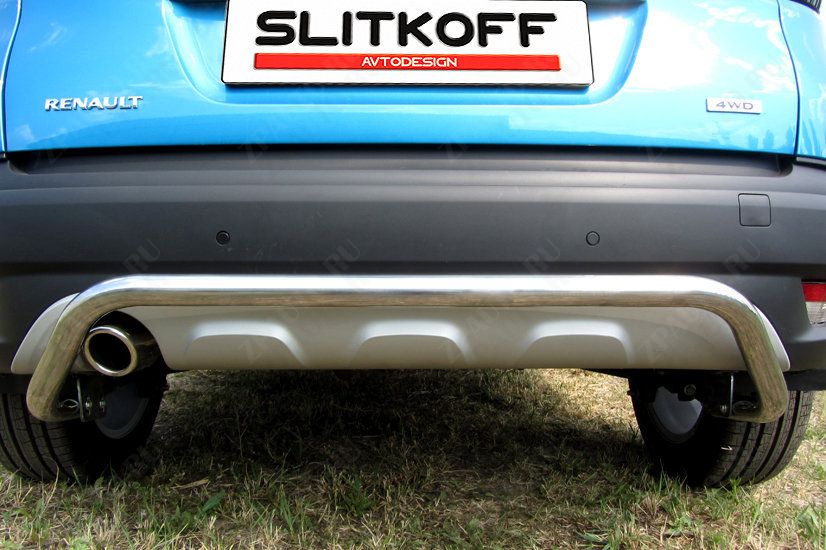 Защита заднего бампера d42 скоба Renault Kaptur 2WD (2012-2019) , Slitkoff, арт. RK2WD008