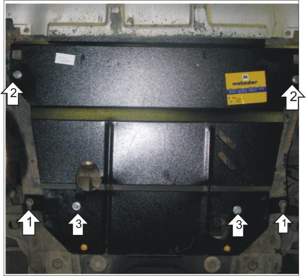 Защита стальная Мотодор (Двигатель, Коробка переключения передач), 2 мм, Сталь для Citroen C8 2002-2014 арт. 01617