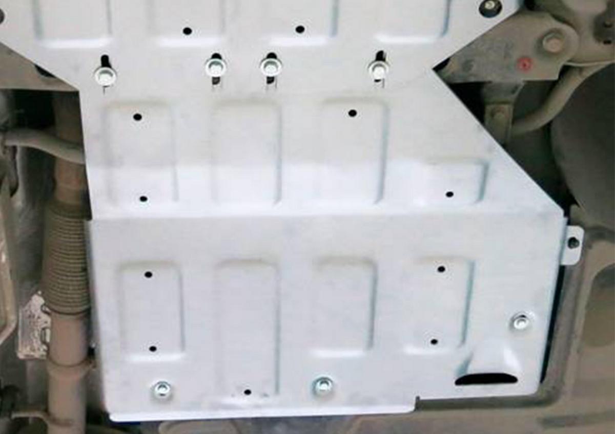 Защита КПП Rival для Mercedes-Benz V-klasse II АКПП RWD 2014-2019 2019-н.в., штампованная, алюминий 4 мм, с крепежом, 333.3939.1