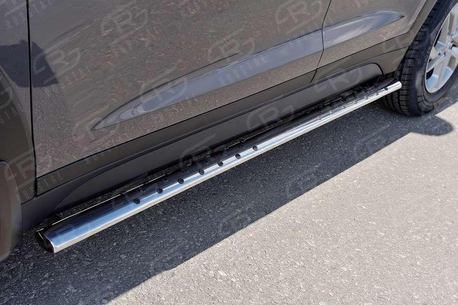 Пороги труба d75х42 овал с проступью Hyundai Tucson 2015, Руссталь HTO-002236