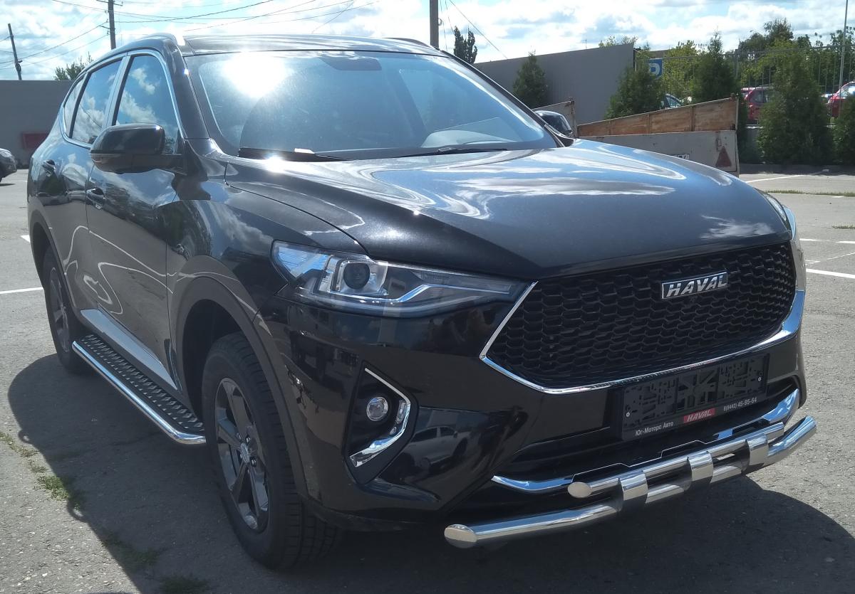 Защита переднего бампера двойная с перемычками для автомобиля Haval F 7 2019. GWF7.19.75, Россия