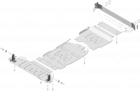 Защита алюминиевая Мотодор (Двигатель, Передний дифференциал, Коробка переключения передач, Радиатор, Раздаточная коробка), 2 мм,  Dodge Ram 1500  2024- арт. 32913_А