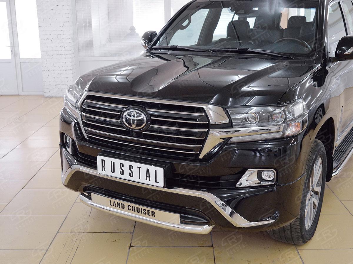 Защита переднего бампера d57 с надписью Toyota LC 200 Executive 2016 , Slitkoff TLCZ-002553