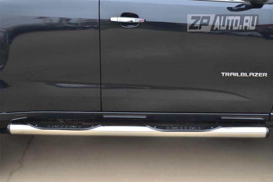 Пороги труба d76 с накладками вариант 2 для Chevrolet TrailBlazer 2013, Руссталь CTRT-0015102