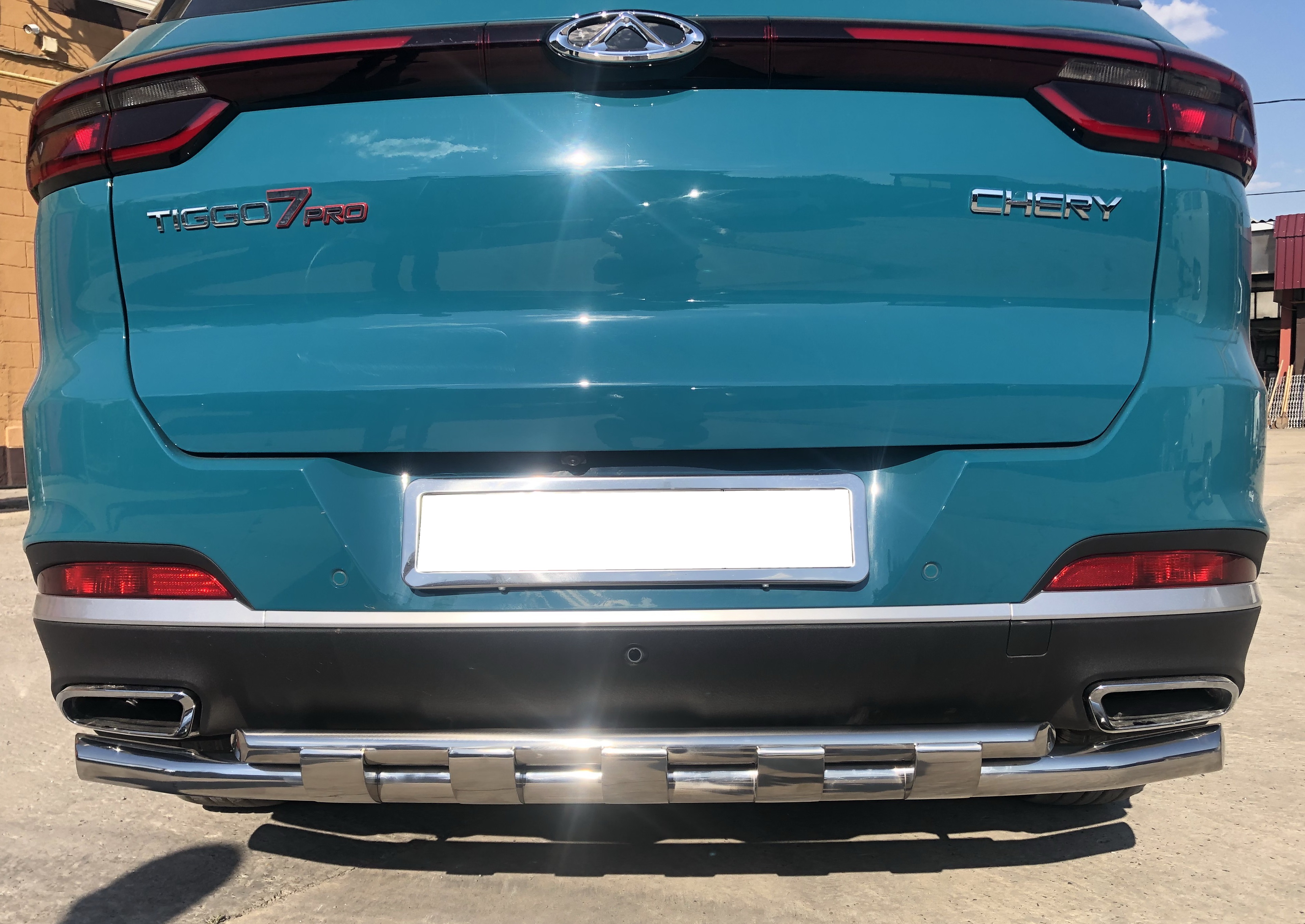 Защита заднего бампера двойная с перемычками для автомобиля CHERY Tiggo 7 Pro 2021 арт. CTGP.7.21.25