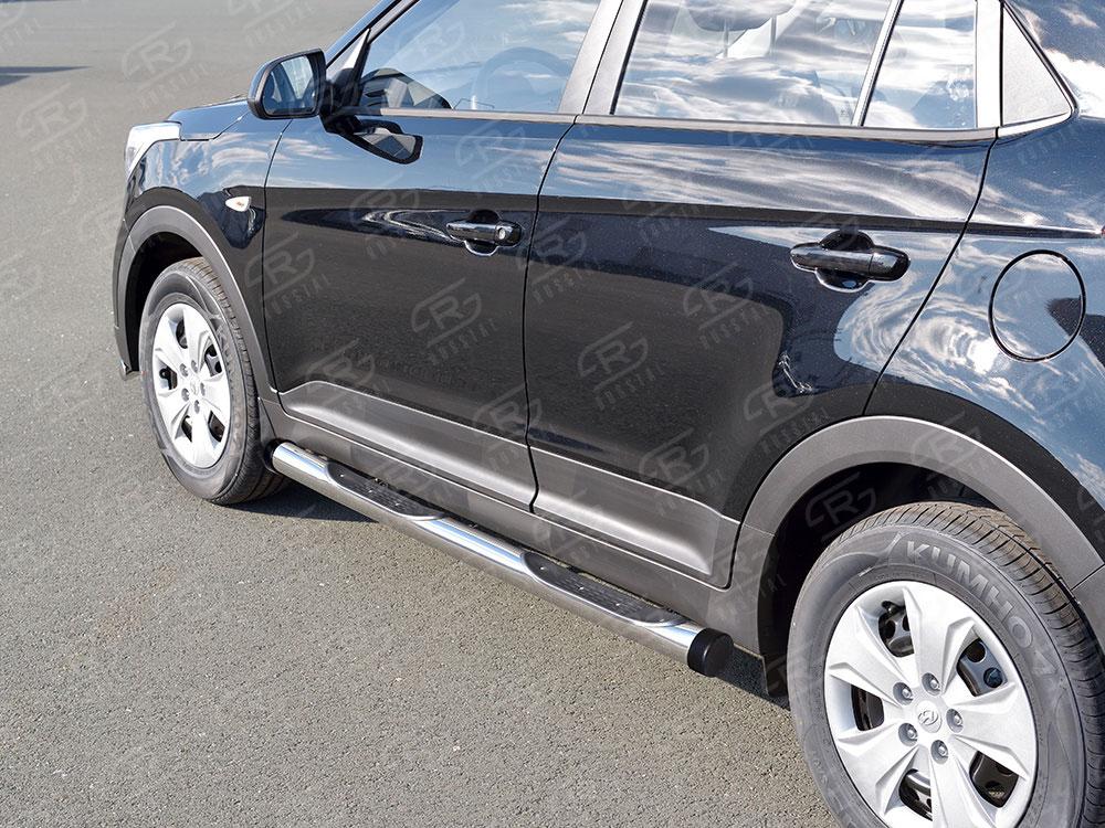 Пороги труба d76 с накладкой вариант 2 для Hyundai Creta 2016, Slitkoff HCRT-0024212